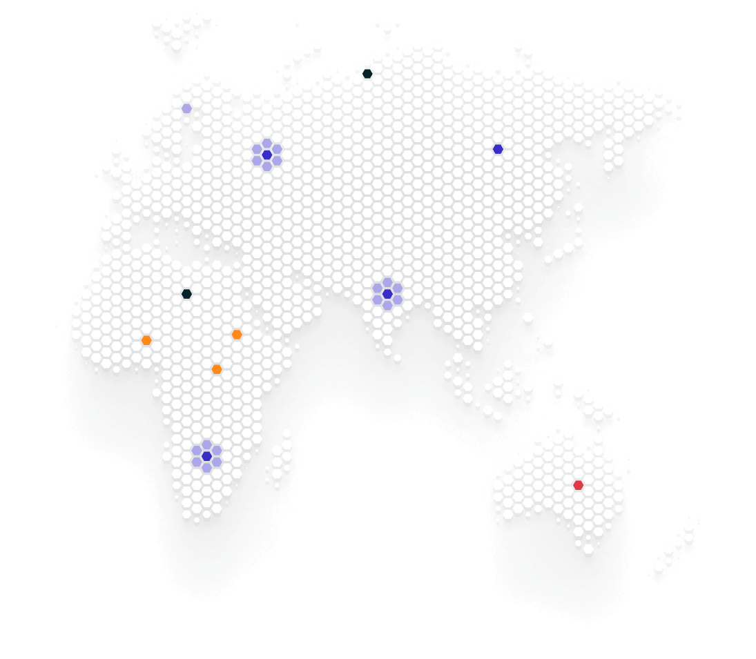 Hubliik global presence map showing multilingual support locations